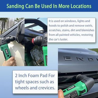 ZOTA 12Pcs Car Buffing Kit, 2"/ 3" Sponge Polishing Pad with 2 Set Carbon Brush, 2"/ 3" Base Plate [5/16-24Unf] Screw Connection, Drill Polisher Attachment Suitable for 2"/ 3" Dual Action Polisher