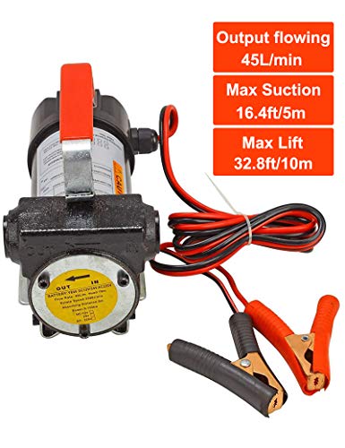 BLACKHORSE-RACING 12V DC Portable Electric Fuel Transfer Extractor Pump Diesel Kerosene Oil Commercial Motor Auto