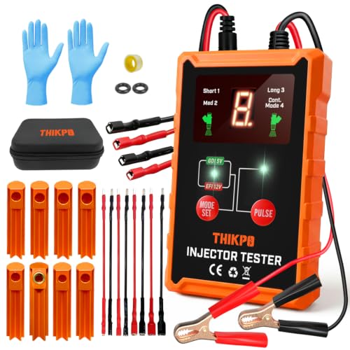 Universal Fuel Injector Tester and Cleaner Tool Kit, DIY Cleaning Tool Kit | with 8 Size Cleaning Adapters, 8 Pulse Modes, 4 Wires Dual Channel for 2 Fuel Injectors Simultaneously Test, 12V/5V Output