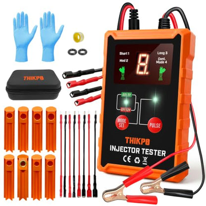Universal Fuel Injector Tester and Cleaner Tool Kit, DIY Cleaning Tool Kit | with 8 Size Cleaning Adapters, 8 Pulse Modes, 4 Wires Dual Channel for 2 Fuel Injectors Simultaneously Test, 12V/5V Output