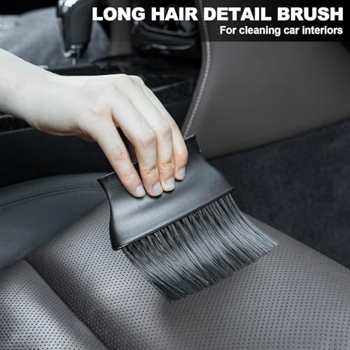 ThinkLearn Car Detailing Kit, Car Interior Detailing Kit, Including 7Pcs Auto Detailing Brushs and 200g Cleaning Gel (25% More Than 160g) Storage Bag, Car Accessories | Interior 3 Detail Brushes, 200g Gel, Boar Hair Fiber Synthetic, Long Hair Brush, Air V