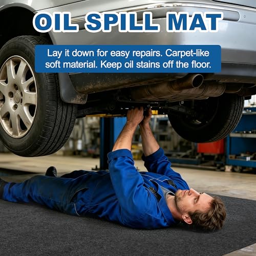 Garage Floor Mats 59" x 72"- Premium Felt + Rubber Backing Oil Absorbent Contain Liquid Waterproof Washable Reusable Non-Slip Pad for Car Maintenance Under Vehicle Spot Protection - size: 4'11" x 6'
