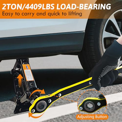 Scissor Car Jack 2 Ton Heavy Duty Portable Emergency Univeral Jack Kit with Hand Crank,Lug Wrench & Sockets,Compact Steel Frame Jacks for Car SUV Roadside Tire Change Tool