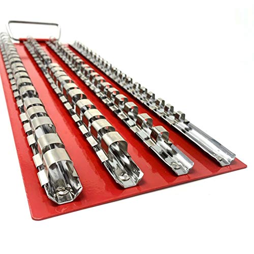 80-Piece Socket Organizer Tray Set - 1/4-Inch, 3/8-Inch, 1/2-Inch Drive Socket Holder - Heavy Duty Tool Box Storage Rails - size: 41.2cm/16-1/5”