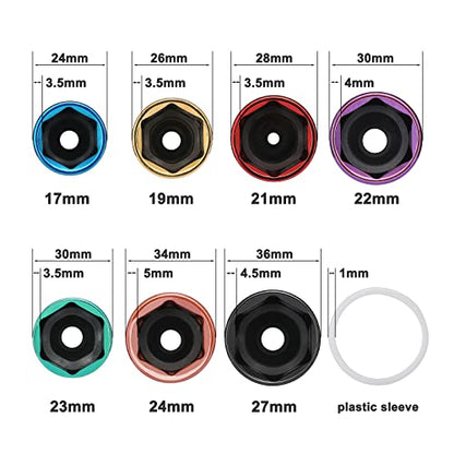 Mayouko 7PCS 1/2 Inch Drive Lug Nut Deep Impact Socket Set,Thin-Walled Wheel Rim Protector Socket,Color Coded,Metric,CR-MO