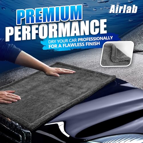 Airlab Car Drying Towel Microfiber Towels for Cars 1200 GSM Wash Auto Detailing Supplies Twist Pile Cleaning Cloth Absorbent Quick Dry Soft Loop Dry Flash Towel, 24 x 16 Inch, Pack of 1, Grey - color: 24 X 16 Inch, Pack of 1, Dark Grey, 1200 Gsm