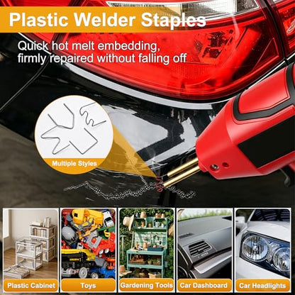 weideer 3028PCS Plastic Welding Staples,Plastic Welder Staples & Welding Rods,8 Types, Auto Bumper Repair Kit,Hot Staples with Portable Toolbox for Car, DIYers,Toy