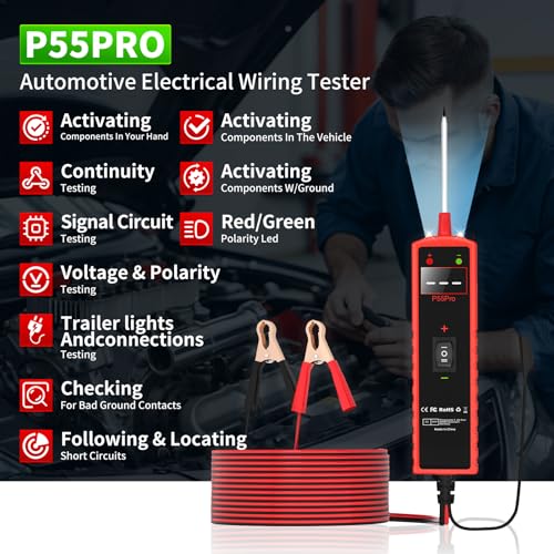 6-30V Automotive Electrical Circuit Tester - Multi-Function Car Circuit Diagnostic Tool with Voltage Detection, Component Activation, Continuity & Short Circuit Tracing for Vehicle Maintenance