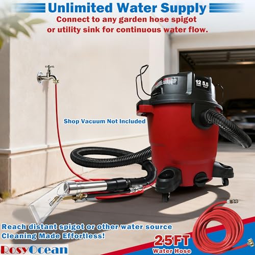 Extractor Hose Wand Kit w/ 3 Size Vacuum Adapters | Complete hose & hand wand set，Three conversion adapters，Compatible with all workshop vacuums - size: Small A with Spray Nozzle & Water Hose