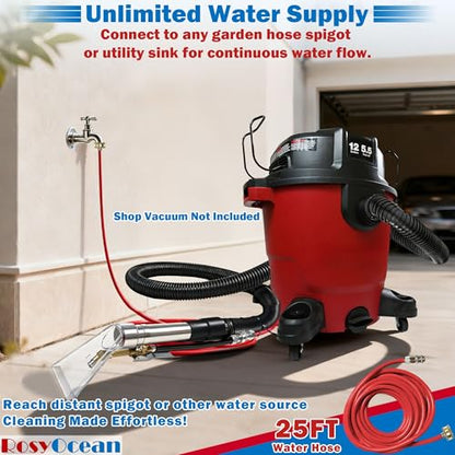 Extractor Hose Wand Kit w/ 3 Size Vacuum Adapters | Complete hose & hand wand set，Three conversion adapters，Compatible with all workshop vacuums - size: Small A with Spray Nozzle & Water Hose