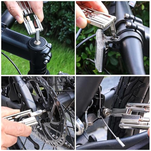 HAUTMEC 9 in 1 Bike Multitool, Mini Bike Repair Tool Kit for Road and Mountain Bikes, Lightweight Stainless Steel Bike Tool With 2/3/4/6mm Inner Hexagon and Phillips Screwdriver Multitool HT0418-BT - color: 9-in-1 Mini