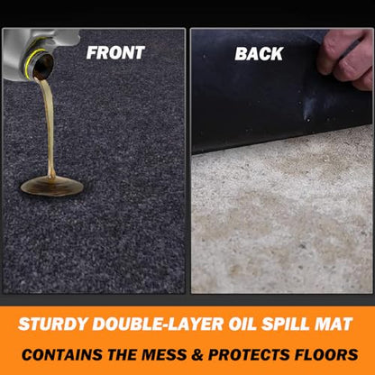 17X7.4 Feet Garage Floor Mat for Under Car, Premium Oil Spill Protection, Absorbent Mat Protects Floor from Spills, Drips, Splashes and Stains, Reusable/Sturdy