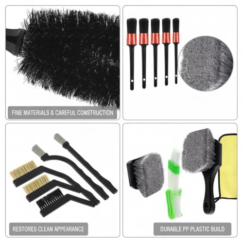 Car Detailing Brush Set, PP Plastic Cleaning Tools for Interior Vents, Dashboard, Wheels, and Exterior Crevices - size: 12.6 x 3.94 x 1.97 in
