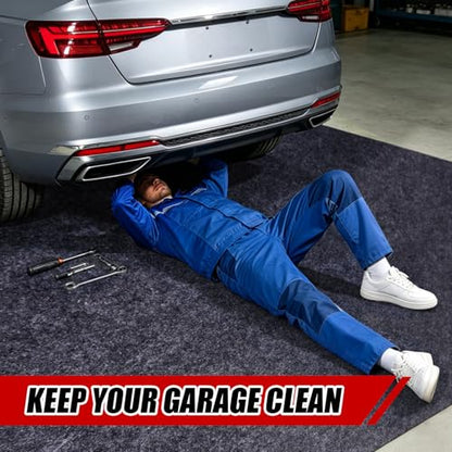 Garage Floor Mat 7.4x8.4 FT Waterproof Oil Spill Mat Non-Slip Backing Paking Mat for Under Car Washable Heavy Duty Floor Protector for Garage, Driveway - size: 7.4‘ x 8.4'