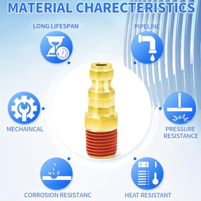ChillWaves Automotive T-Style Air Plug, 1/4" NPT Male Pneumatic Plugs, Air Compressor Accessories Fittings(20-PACK) - size: 1/4" MNPT, style: PACK OF 20