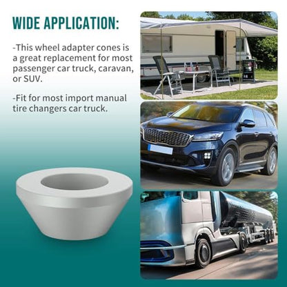 Centering Cone, Aluminum Alloy Wheel Balancer Hold Down Cone, Universal Non-Scratch Tire Repair Adapter for Car Truck RV SUV, Silver Tone Metal