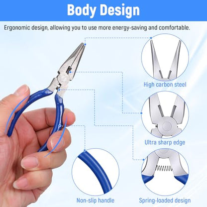 12 Pack Needle Nose Pliers, 5 Inch, Long Nose Pliers with Side Cutter, Spring Loaded for Cutting and Bending Wire