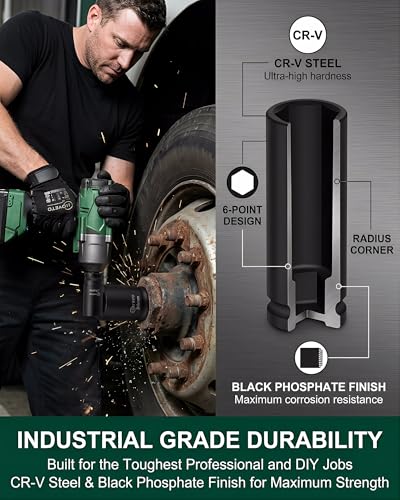 29-Piece 1/2" Drive Impact Socket Set, SAE (3/8 to 1 inch) and Metric (10-24mm) Sizes with Extension Bars Standard Deep Socket Set CR-V Material High Durability Impact Wrench - style: SS-D12-29PC