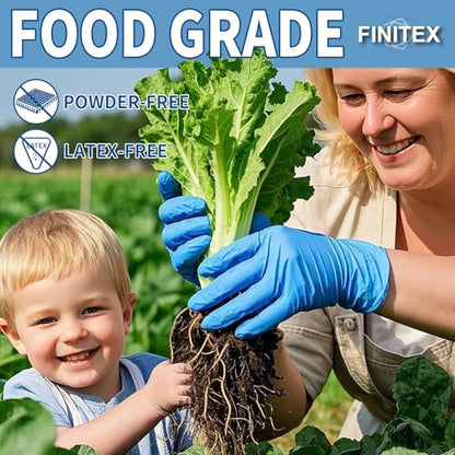 FINITEX Blue Disposable Nitrile Exam Gloves - 200 PCS/BOX 3.5mil Rubber Powder-Free Latex-Free Medical Cleaning Food Gloves - size: Large (Pack of 200)