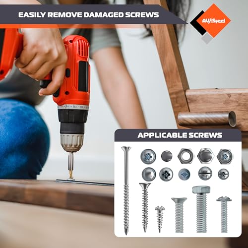 AV Steel 22 Pieces Damaged Screw Extractor Set, Easy Out Screw Extractor Kit with Magnetic Extension Bit Holder & Socket Adapter, Screw Remover and Extractor Set for Removing Stripped Broken Bolt