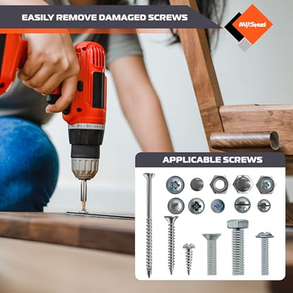 AV Steel 22 Pieces Damaged Screw Extractor Set, Easy Out Screw Extractor Kit with Magnetic Extension Bit Holder & Socket Adapter, Screw Remover and Extractor Set for Removing Stripped Broken Bolt