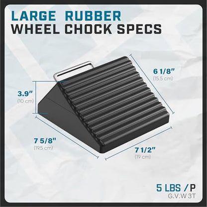 Wheel Chocks for Cars, RVs, Trucks, Trailers, and Vehicles G.V.W. up to 6T, 2 Pack - Anti Slip Bottom Tire Chock for All Weather Use - RV, Travel Trailer, Pop Up Camper Accessory - color: 2 Pack Large w/Handle