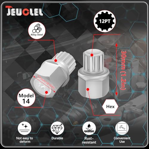 14/12PT Wheel Locking Nut Key for BMW, Anti-Theft Lug Nut Removal | Wheel Lock Nut Socket Adapter, Anti-Theft Screw Remover, Hand Repair Tool, Tyre Fitting, garage - size: 14/12Pt Key