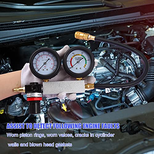 Engine Compression Tester Automotive, Cylinder Leak Down Tester Kit, Multi-Function for Gasoline Engines, Pressure Check & Leakage Rate Test for Cars, Trucks, Motorcycles