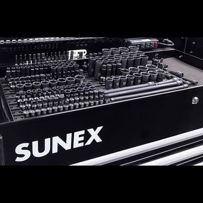 SUNEX 10181 3/8" & 1/2" Drive SAE & Metric 6 Point Standard & Deep with Star (E and Tamperproof), Triple Square, & Hex Bit, 181-Piece - size: 181-piece SAE/Metric