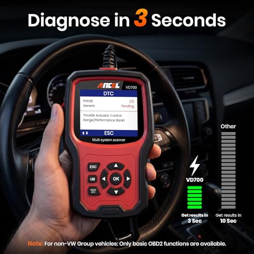 ANCEL VD700 OBD2 Diagnostic Code Reader Scan Tool Fit for Volkswagen Audi VW Skoda Seat, All Functions OBD11 Scanner for VAG Vehicles with Battery Registration EPB Reset (Upgraded VD500) - color: pink