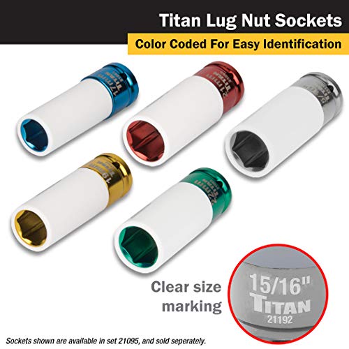 Titan 21192 1/2 in. Drive x 15/16 in. Nonmarring Lug Nut Socket - size: 15/16-Inch