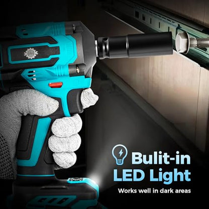 Brushless 1/2" Cordless Impact Wrench Kit, 630N.m (465Ft.lb) Impact Gun | 4.0Ah Battery and Fast Charger, 3-Mode Speed, 2500RPM 20V Power Impact Driver Electric Impact Wrench with LED Light for Car
