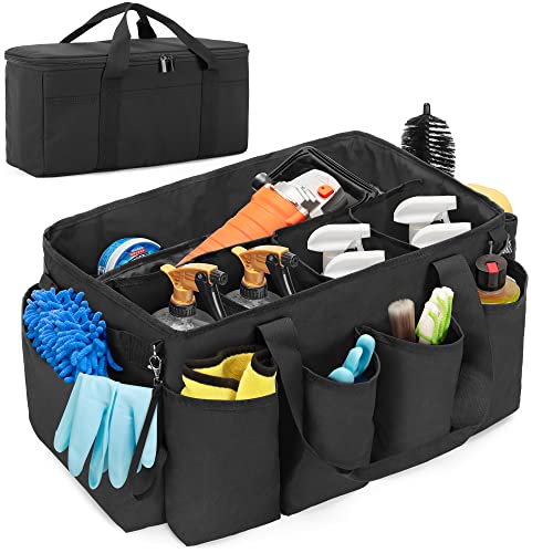 HODRANT Detailing Bag with Polisher Carry Bag for Buffer Bottle Towel | Large Detail Care Box for Auto Detailing Supplies, Car Wash Caddy & Trunk Organizer for Cleaning Kit, Black, Patent Design - color: Black