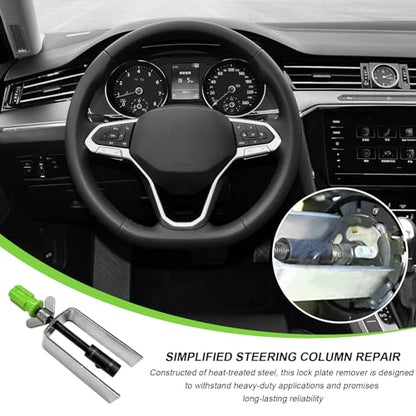 Steering Wheel Lock Plate Remover, Lock Plate Compressor Puller Tool Featuring Reversible Adapter, Essential Installer Removal Tool for Most Vehicles with Locking Steering Wheels