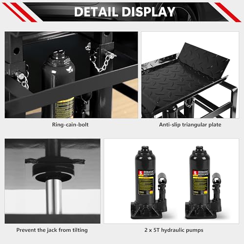 2PCS 5T Hydraulic Car Ramps, Heavy Duty Hydraulic Vehicle Ramps Lift Ramp, Portable Car Ramps for Oil Changes, Car Lifts for Home Garage, Vehicle Auto Garage Repair - color: Black
