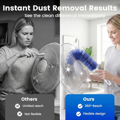 Fan Cleaning Brush, Bendable Microfiber Head, Microfiber Duster for Electric Fan and Blind, Reusable Dust Remover Washable ldeal for Electric Fans Air Conditioning, Home Car Vents, Curtain (Gray 2PCS) - color: Gray 2pcs