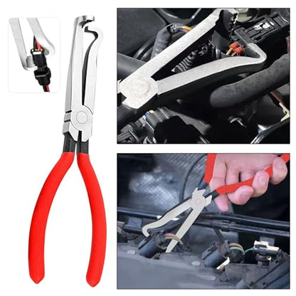 4 Piece Electrical Connector Disconnect Tool Set for cars, trucks, ATVs | Straight, 60° Angled Pliers, Double-Ended Separator Tool, Clic-R Clamp Pliers for Automotive Wiring Harness, Sensor Removal