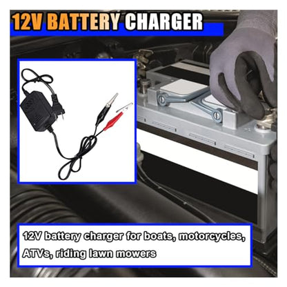 KITUREK 12V 1300mA Sealed Lead Acid (SLA) Smart Battery Charger Maintainer | Automatic Car Charger Maintainer for RV, ATV, Boat, Motorcycle Battery Trickle Charger with Short Circuit Protection - size: 2.89×1.95 inches