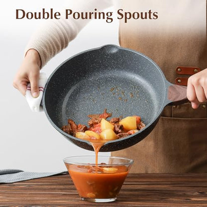 SENSARTE Nonstick Deep Frying Pan Skillet, 11-inch Saute Pan with Lid, Stay-cool Handle, Chef Pan Healthy Stone Cookware Cooking Pan, Induction Compatible - color: Gray, size: 11-inch/4.5QT