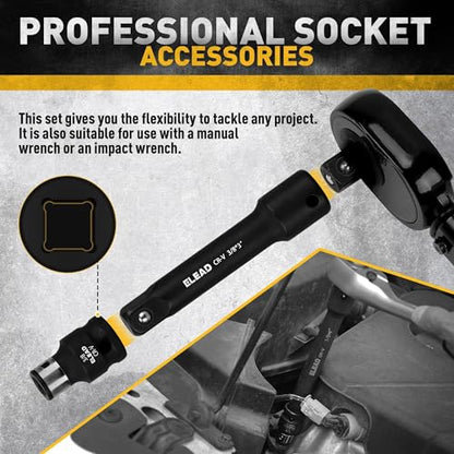 18-Pieces Impact Socket Extension Set: 1/4", 3/8" & 1/2" Drive Socket Extension Bar, Socket Adapter Set, Swivel Universal Joints & Impact Coupler - style: Impact Socket Extension