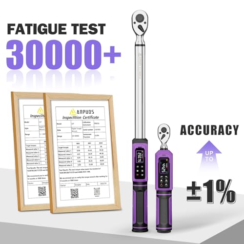 ANPUDS Digital Torque Wrench Set 3/8" & 1/2" Drive, ±1% Accuracy | 0.66-44.25 Ft-lb & 3.76-250.75 Ft-lb, Electric Torque Wrench with Vibration/Buzze/LED Flash Alert, for Car Motor Bike Repair - size: 3/8" (0.66-44.25 Ft-lb) & 1/2" (3.76-250.75 Ft-lb)