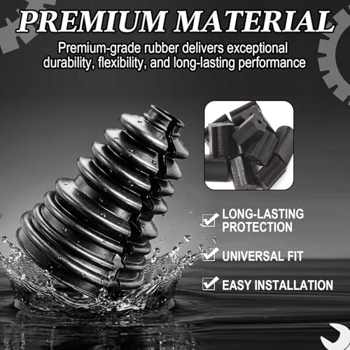 Chumia 2 Pcs Cv Boot Repair Kit, Fits Shaft Size 26-34mm, Include 2 Cv Axle Boot, 4 Stainless Steel Clamps and 4 Ties, 1 Pair of Rubber Gloves and Knife, Universal Replacement Kit Fits for Most Cars