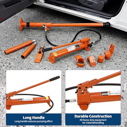 Porta Power Hydraulic Jack Kit with Leak-Proof Hose, Auto Body Frame Repair Tool for Lifting & Metal Bending, Heavy Duty Hydraulic Ram Set with Storage Case
