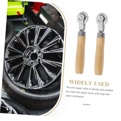 Cabilock 2pcs Tire Patch Roller Kit for Car and Motorcycle Repair Sturdy Wooden Handle Tire Repair Tools and Maintenance