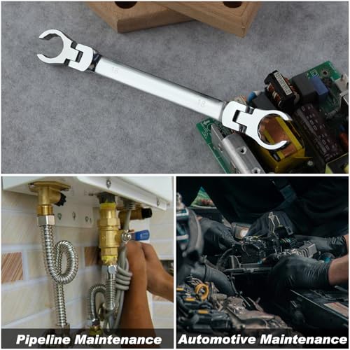 Flex Head Flare Nut Wrench 15 * 17mm Metric Double Flexible Flare Nut Line Wrench Flex Tools 40Cr for Automotive Repairs Plumbing Repairs - style: 15*17mm