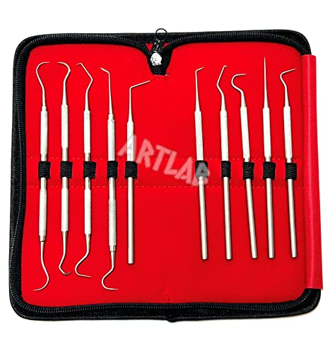 Premium Set of 12 Stainless Steel Precision Micro Probe Set Combo-Straight, Single, Short Double, Long Double, Triple and Hook Tips -Pick Tool Set 5.5"(14CM) (Set of 10 Each)