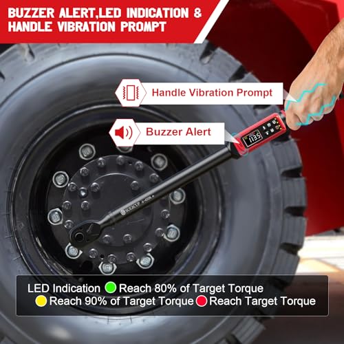 SUERCUP 1/2" Digital Torque Wrench (4.4-295 Ft.lb / 6-400Nm) for Auto/Truck | ±1% Accuracy, Electronic Torque Wrench, Vibration/Buzzer/LED Alerts, 9 Presets & 5 Units, for Truck, Trailer & Heavy-Duty - size: 1/2" 4.4-295 Ft.lb/6-400N.m