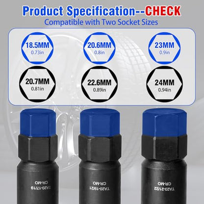 10 Spline Lug Nut Key Set | CR-MO Thick-Wall Design for Removal of Aftermarket, Compatible with Bimecc 10 spline lug nut bolts for cars, trucks & SUVs - size: 3 Pieces