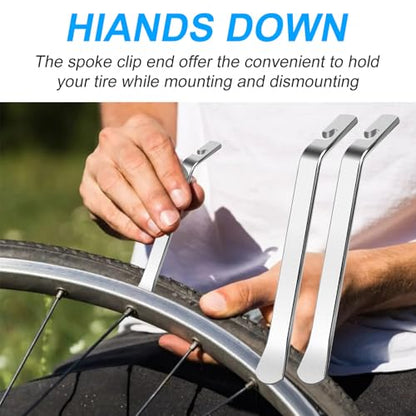 Stainless Steel Tire Levers, 4 Pack | Anti-Slip Edge Removes Flat Tires. Rust-Proof Heavy-Duty Steel. For Bikes, e-Bikes, Scooters. Essential Repair Tool