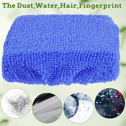 5 PCS Microfiber Cleaning Cloth for Windshield Cleaner, Reusable Microfiber Pads for Car Window Cleaning Tools, Interior Auto Glass Bonnets, Soft Lint-Free Washing Covers Fit 4X6 Inch Tools (Blue)